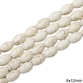 8x12mm oval white turquoise beads with brown vein texture for DIY jewelry making - Oval Bead Shape / 8x12mm (Approx. 32 Pcs/Pack) / White