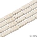 Rectangle synthetic white turquoise stone beads 5x13mm with brown marble texture - Rectangular Shape / 5x13mm (Approx. 30 Pcs/Pack) / White