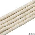 2x6mm off-white synthetic stone heishi beads with marble texture for DIY jewelry - Flat Bead Shape / 2x6mm (Approx. 165 Pcs/Pack) / White