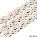 Cute bear-shaped cream white synthetic turquoise beads for DIY jewelry making 15x19mm - Teddy Bear Shape / 15x19mm (Approx. 19 pcs/Strand) / Marbled White