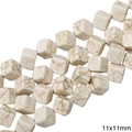 Cubic synthetic white turquoise beads 11x11mm with brown marble texture for DIY jewelry - Diagonal Square Bead Shape / 11x11mm (Approx. 35 Pcs/Pack) / White