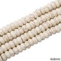 Abacus shaped 4x8mm synthetic white turquoise stone beads for jewelry making - Abacus Bead Shape / 4x8mm (Approx. 80 Pcs/Pack) / White