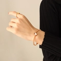 Rose gold butterfly cuff bracelet and ring set with matte finish and zircon accents - Rose Gold