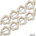 20mm ivory flower-shaped synthetic turquoise beads with brown marble texture for jewelry - Hollow Five-petal Flower Style / 20mm