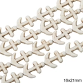 White synthetic turquoise anchor beads 16x21mm with brown marble texture for DIY jewelry - Anchor Shape / 16x21mm (Approx. 18 pcs/Strand) / Marbled White