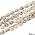 Skull shape white turquoise beads 6x8mm for DIY jewelry making and bracelet accessories - Small Skull Shape / 6x8mm (Approx. 60 pcs/Strand) / Marbled White