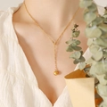 Adjustable golden paperclip chain necklace with a smooth round ball pendant for women - 45cm / Gold