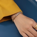 18k gold plated stainless steel chain bracelet with cubic zirconia baguette stones - 15+5cm / Gold