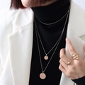 Drielaagde roségouden titanium stalen ketting met muntpendants en portretontwerp - Roségoud