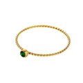 Twisted 18K gold plated stainless steel ring with a round green gemstone setting - Size 5 / Red-Gold