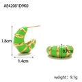 Detail view of green striped enamel croissant hoop earrings with 1.8cm height dimensions - Bright Green (AE42081D9K0)