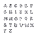 Set of 26 3D bubble style alphabet pendants in polished silver stainless steel finish - Letter A Style (PJ12250D-A) / Steel