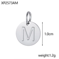 14K vergulde roestvrijstalen letter M bedel hanger met 1,0 cm diameter voor sieraden - Staal M