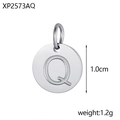 14K vergulde roestvrijstalen ronde bedel met gravure van de letter Q maat 1.0cm - Staal Q