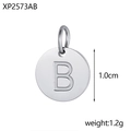 Gepolijste zilveren roestvrijstalen ronde hanger van 1,0 cm met letter B gravure - Staal B