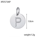 Minimalistische ronde roestvrijstalen hanger met geborstelde letter P in zilveren afwerking - Staal P