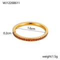 18K gold plated stainless steel ring with micro-pave red cubic zirconia stones - US 5 / Red Zircon