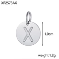 14K vergulde roestvrijstalen ronde hanger voorzien van een gegraveerde letter X - Staal X