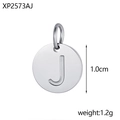 Gepolijste roestvrijstalen ronde hanger letter J met 1,0 cm diameter in zilveren uitvoering - Staal J