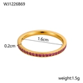 Anello in acciaio inossidabile placcato oro 18K con pavé di zirconi rosa e design sottile - US 6 / Zirconia Blu Scuro