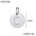 Ronde 14K goud vergulde roestvrijstalen bedel met letter C gravure, diameter van 1,0 cm - Staal C