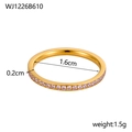 Anello in acciaio inossidabile placcato oro 18K con zirconi rosa, larghezza 2mm - US 5 / Zircone Rosa