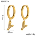Detailed size parameters of 18K gold letter Y earrings with paved cubic zirconia - Y Style (y)