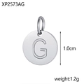 Gepolijste roestvrijstalen letter G bedel met 1,0 cm diameter voor DIY sieraden maken - Staal G