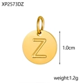 Gepolijste 14K vergulde roestvrijstalen ronde hanger met gegraveerde letter Z, 1,0 cm - Goud Z