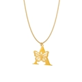 Collana in acciaio inossidabile placcato oro 18K con ciondolo a farfalla e lettera A - Oro - Farfalla Lettera A