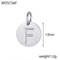 Gepolijste zilveren roestvrijstalen ronde hanger met letter F gravure van 1.0cm - Staal F