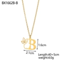 Detailed view of the 18K gold plated letter B pendant with floral and silhouette motifs - Letter B Style (BX1662B-B)