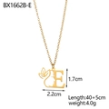 Detailed size specifications for 18K gold letter E pendant with floral face design - Letter E Style (BX1662B-E)