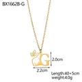 Detailed size specifications for 18K gold plated letter G floral pendant necklace - Letter G Style (BX1662B-G)