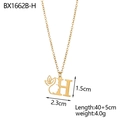 Detailed view of an 18K gold plated stainless steel letter H pendant with female profile - Letter H Style (BX1662B-H)
