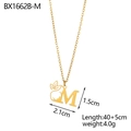 Detail view of gold letter M pendant with floral face design and dimension specs - Letter M Style (BX1662B-M)