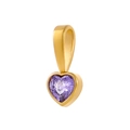 18K gold plated heart pendant with heart-cut purple zircon stone and secure bail - GP48450B2A2