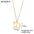 Detail view of 18K gold plated letter O pendant necklace with size dimensions shown - Letter O Style (BX1662B-O)
