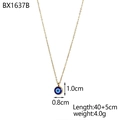 Vista dettagliata con dimensioni della collana dorata in acciaio con ciondolo Evil Eye - Stile Tondo Dorato (BX1637B) / Oro