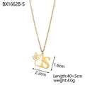 Detail view of 18K gold plated necklace with female face pendant and letter S dimensions - Letter S Style (BX1662B-S)