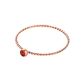 Twisted rose gold stainless steel ring with bezel set round orange-red gemstone - Size 5 / Red-Rose Gold