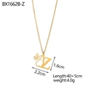 Detailed size specifications for 18K gold plated letter Z pendant necklace with leaf design - Letter Z Style (BX1662B-Z)
