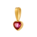 Gold-plated heart pendant with pink zircon gemstone, 18K gold finish jewelry component - GP48450B2A7