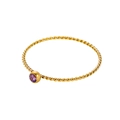18K gold plated twisted rope ring featuring a round purple zircon gemstone center - Size 5 / Purple-Gold