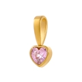 Pink heart-shaped zircon pendant with 18K gold plated frame and bail charm - GP48450B2A10