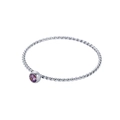 Twisted rope silver ring featuring a round purple gemstone in a bezel setting - Size 5 / Purple-Silver
