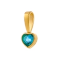 18K gold plated heart pendant with vibrant blue zircon stone and wide metal bail - GP48450B2A9