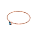 Rose gold twisted rope ring featuring a round blue gemstone in a bezel setting - Size 5 / Light Blue-Rose Gold