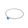 Silver twisted rope ring in S925 sterling silver with a round blue zircon gemstone - Size 5 / Light Blue-Silver