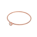 Minimalist twist band ring in rose gold finish with a round sparkling zircon stone - Size 5 / White-Rose Gold